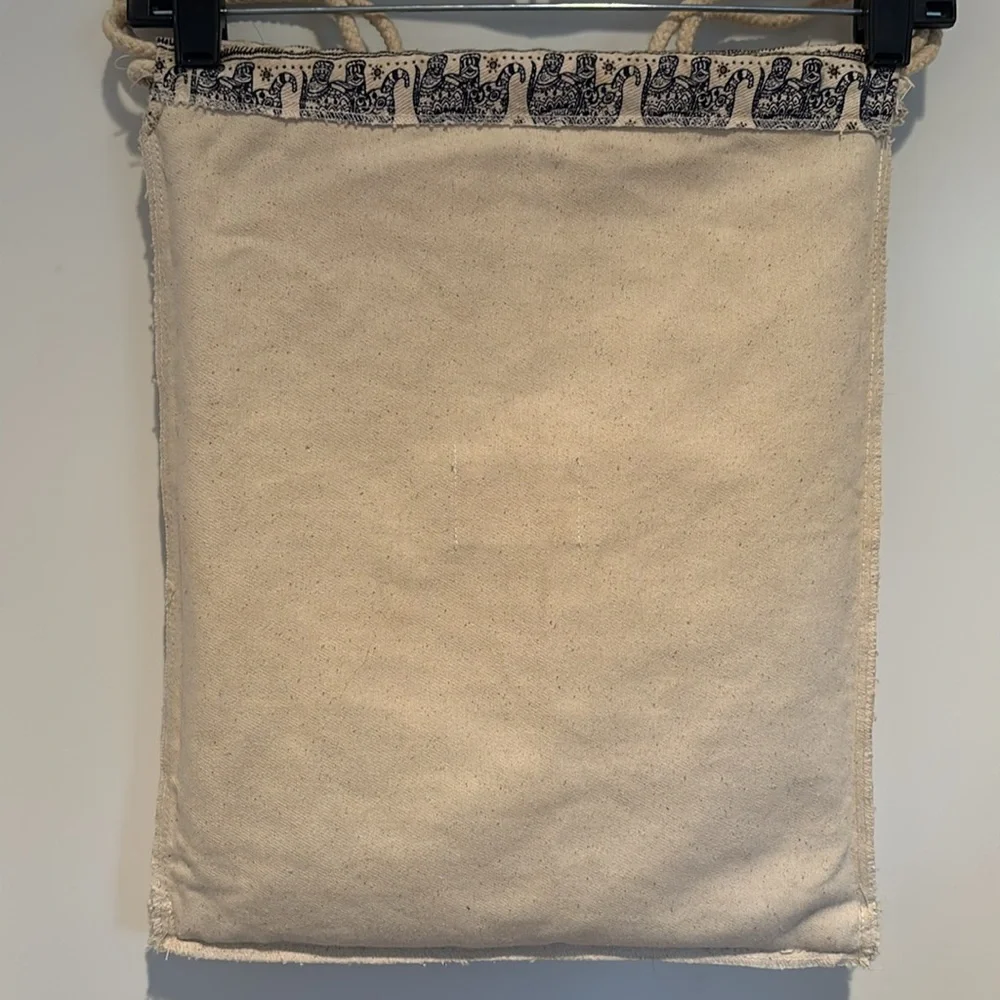 Handmade tum-thai canvas elephant print backpack with rope shoulder straps